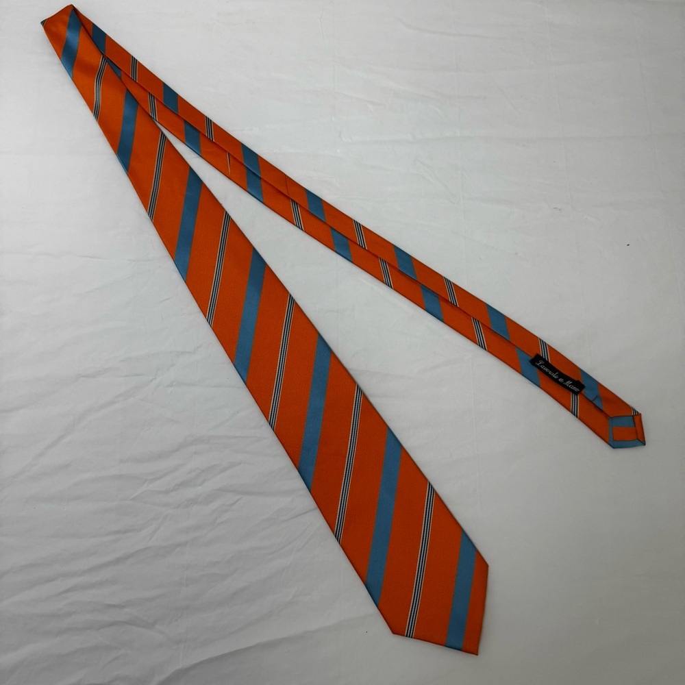 Vibrant Orange and Gray Striped Men's Tie